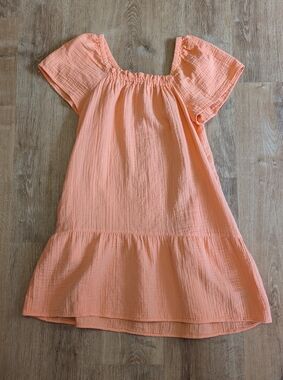 GAP Peach Cotton Gauze Ruffle-Hem Dress